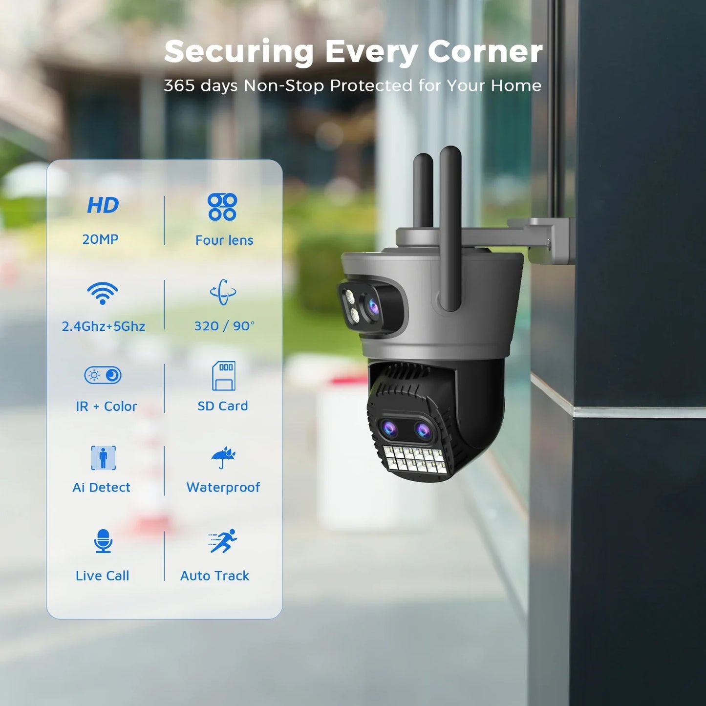 Caméra De Surveillance Extérieure PTZ Wi-Fi 10X