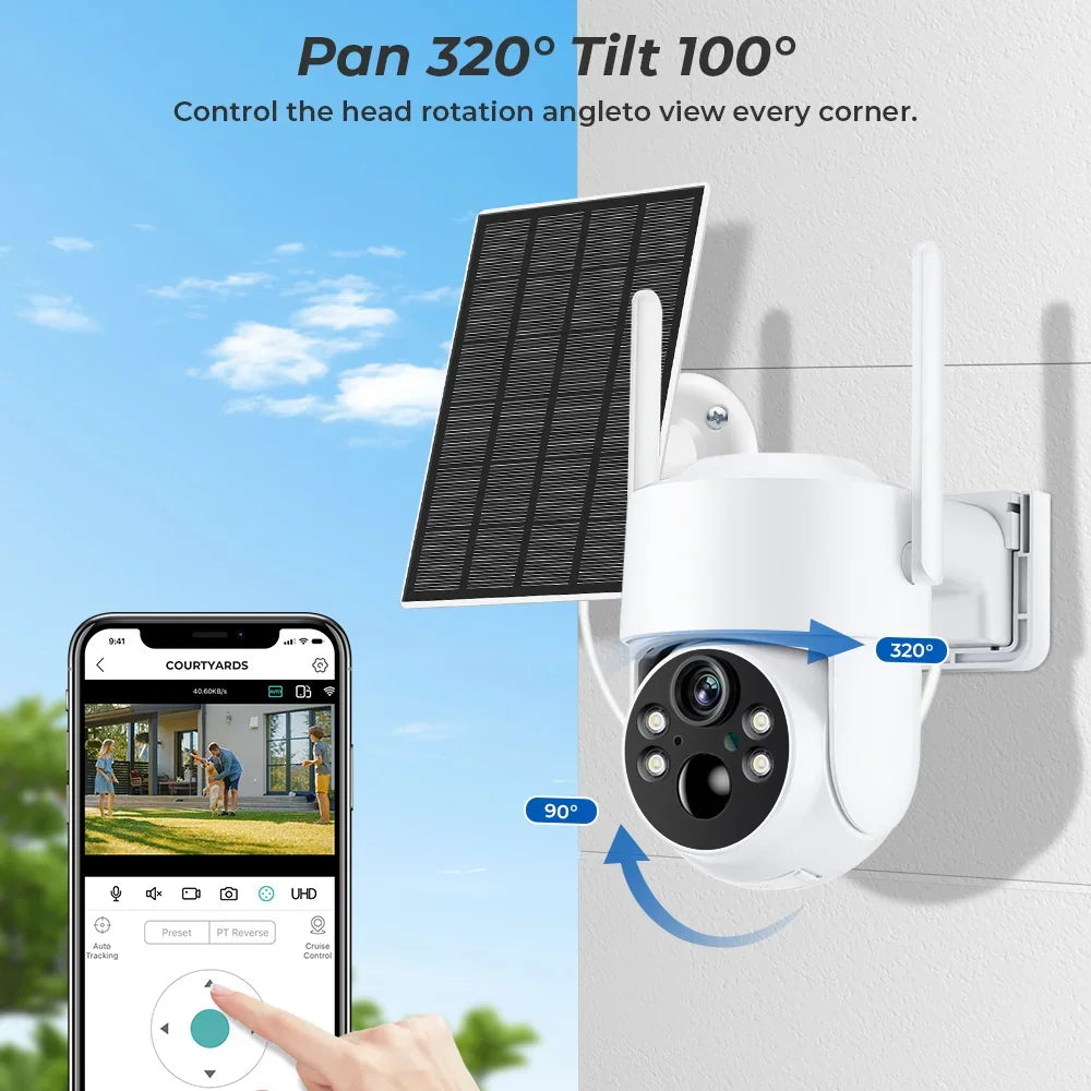 Caméra WiFi Solaire Extérieure PTZ 4MP